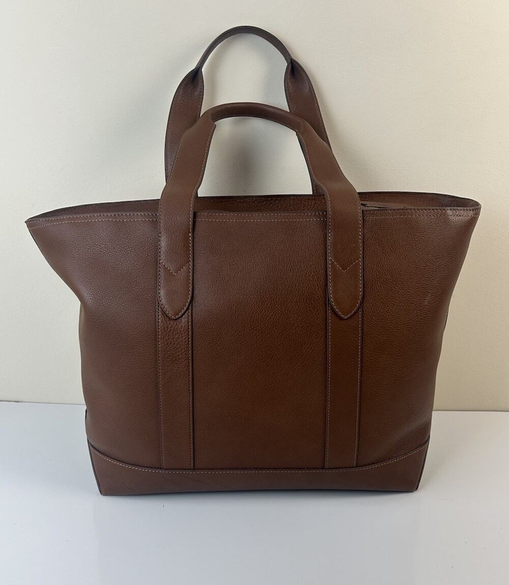 Banana Republic Kelham Leather Tote Bag Brown Inner Pockets Travel Zip Career